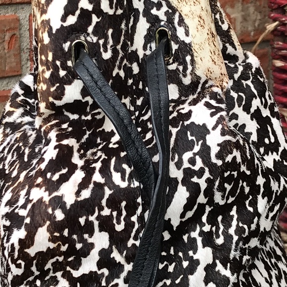 TORY BURCH Distressed Animal Print Dyed Haircalf Fur Bucket Purse - Picture 7 of 14